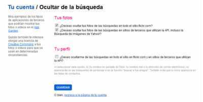 Flickr / Ocultar de la búsqueda
